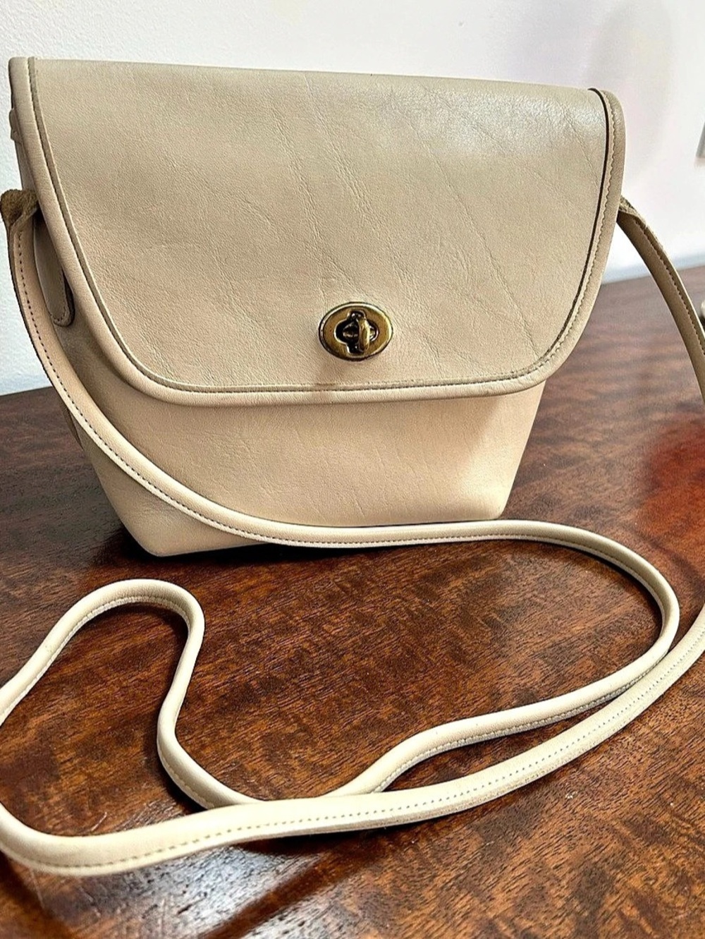 Coach Legacy Studio Flap Crossbody Leather Bag Cream